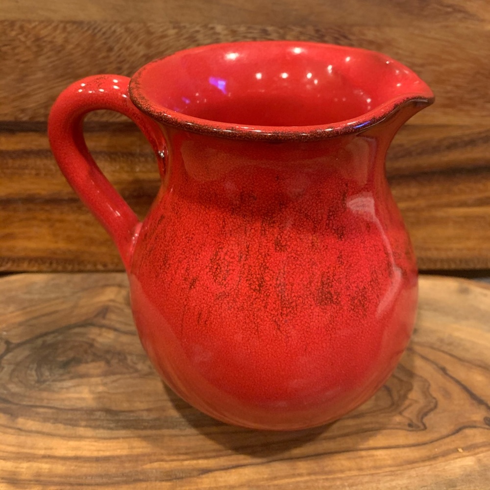 Vintage Italian Pottery Red Pitcher Vase Handmade Glazed